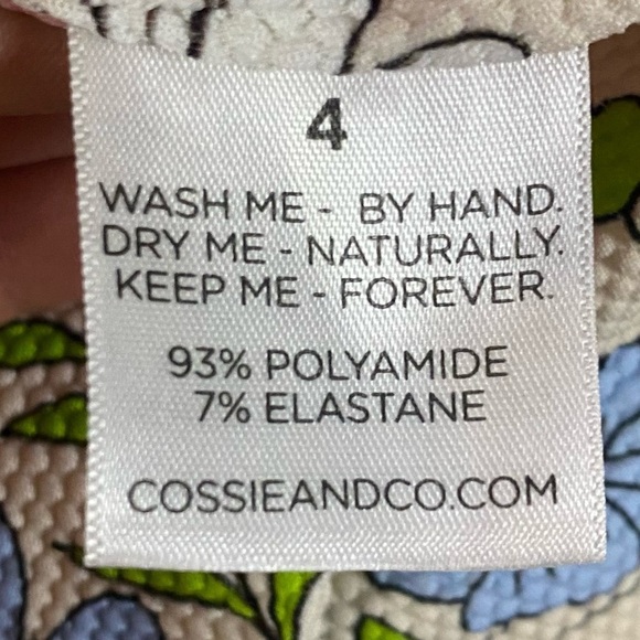 Cossie & Co Pastel Poppy Floral Print One Piece Scoop Neck Swimsuit Sz 4 (US 10) - Picture 7 of 8